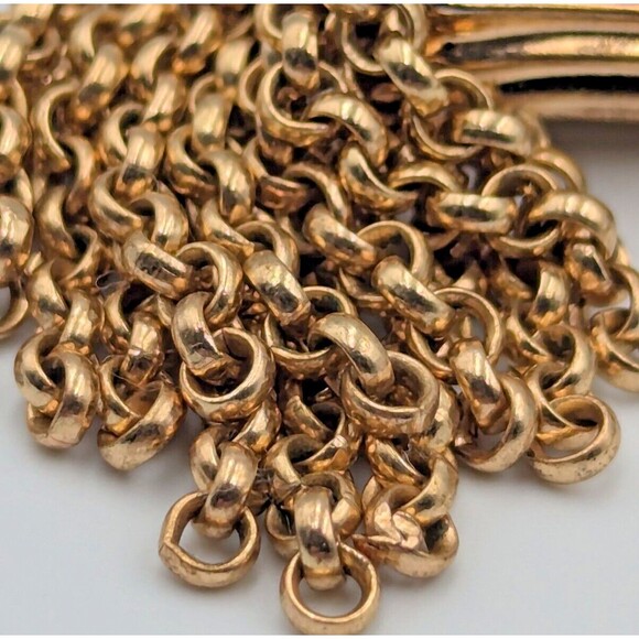 Vintage 1940s Trifari Gold Tone Collar Chain Necklace With Tassel 16" - Picture 11 of 15